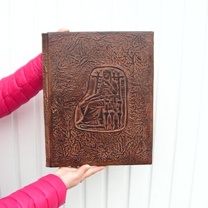 Vintage Wedding folder Tooled Leather Folder Luxury solid Folder for Documents Embossed Ornaments Leather Portfolio Solid heavy folder