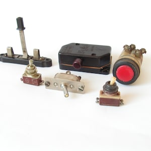 Switches 50s Mix Toggle Switches, Set of 5 different Switches, Old small Toggle Switches, Vintage On/Off, Industrial On Off, Steampunk decor