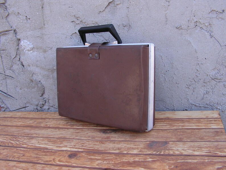 Vintage travel car medical kit, Medical bag, Leather doctor bag, Red cross, First aid kit, First aid suitcase on the road image 3