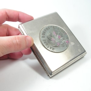 Vintage gravierte Blatt Gelenk Schöne Metall Zigarettenetui Marihuana Alte Zigarrenetui Silber to Metall Tabakhalter Visitenkartenhalter