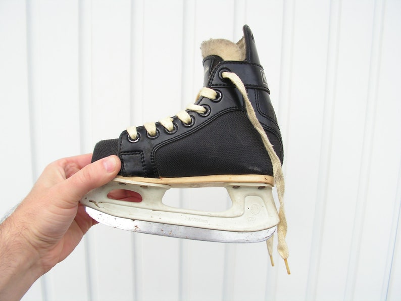 Vintage ice skates RAPIDE, Children Ice shoes, Canada black skates, CCM Hockey ice skates, Old ice skates, Winter sport decor image 4