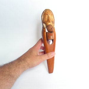 Vintage wooden man head nutcracker Hand carved wood nutcracker Wooden crusher walnuts Handmade Collectible nutcracker Folk art nutcracker