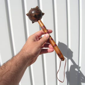 Vintage wooden mace, Carved mace, Handmade souvenir wood mace