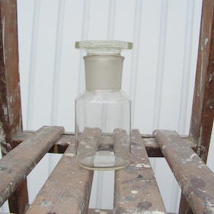 Old chemical bottle Antique apothecary glass stopper Vintage glass bottle with cap Pharmacy bottle Chemist apothecary jar