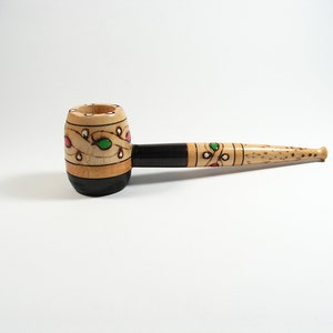 Pipe pyrographed Never Used Vintage lovely Wood Handmade Pipe Tobacco Hand carved Pipe Decorative Pipe Collector&#39;s Pipe Gift for Smokers