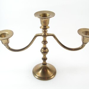 Wonderful triple candlestick Vintage brass candlestick Bronze triple candle holder Brass candleholder Handmade candleholder image 9