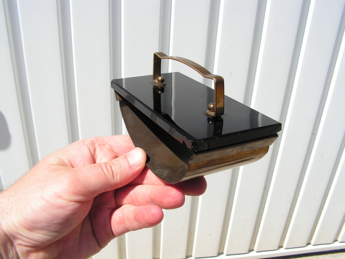 Vintage Desk Blotter Brass Glass Blotter Rocking Ink Etsy