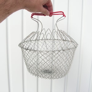 Vintage Eierkorb Drahtkorb Salatkorb Obstkorb Marktkorb Metallklappkorb Picknickkorb Rustikale Küchendekoration