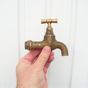 Vintage Brass Water Tap 50s, Massive Water Faucet, Brass patina Spigot, Water golden color Spigot, Old Spigot, Water faucet, Garden decor