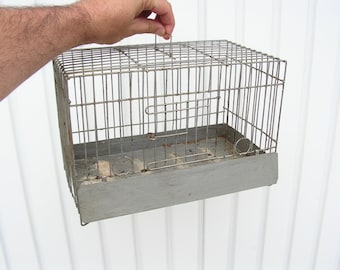 Antique wire cage, Bird cage with one doors, Hand made wire cage, Can be placed on wall, Bird wire house, Fermhouse garden decor