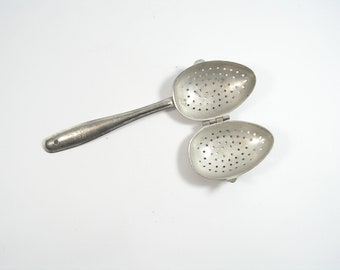 Vintage tea Infuser spoon Bulgaria Old tea strainer Antique metal spoon Herbal infuser marking Retro collecting strainer Vintage kitchenware