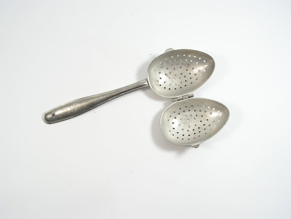 Sterling Tea Strainer Spoon Hammered Bowl Vintage Tea Spoon 