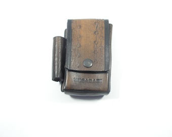 Caja de cigarrillos de cuero vintage caja más ligera Marrón soporte de cigarrillos de cuero genuino para cinturón Accesorio de cigarrillos Regalo para fumadores