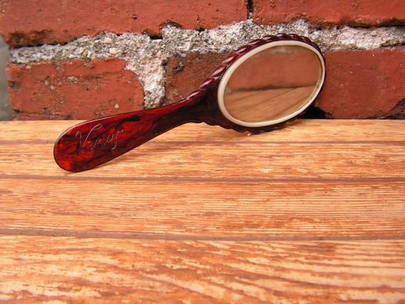 Vintage Brown Mirror VENUS Hand Mirror Retro Mirror Female Mirror