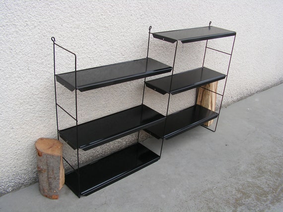 Industrial shelving for wall NOT USED Metal matte black shelf 6 shelfs Book shelves Wall shelf book String Shelves Nisse strinning
