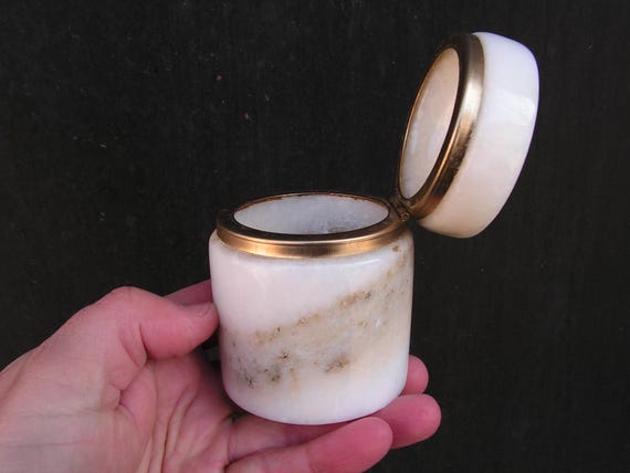 Vintage marble box, Stone box, Marble trinket box, Onyx jewelry box, Round marble box, Keepsake stone box, Decoratice onyx box