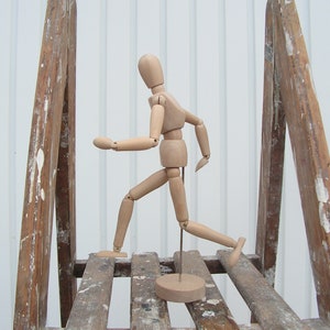 Vintage wooden artist's model, Wood mannequin, Human body figure, Articulated wood doll, Articulated model