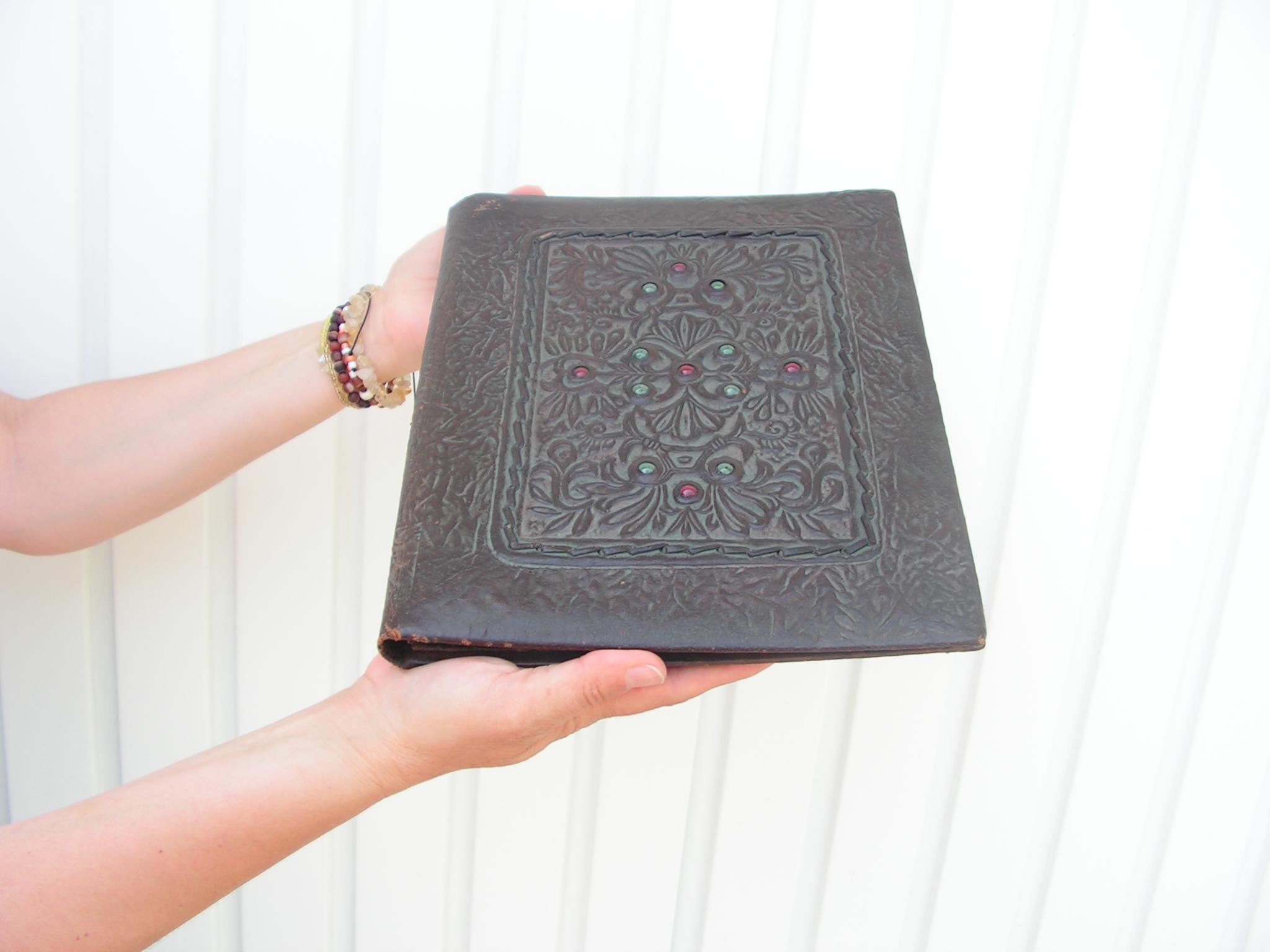 【アンティーク】B欧米式書類入れ 古い時代 欧米式folder Vintage Folder Medium Size 1960s Tooled Leather Folder for