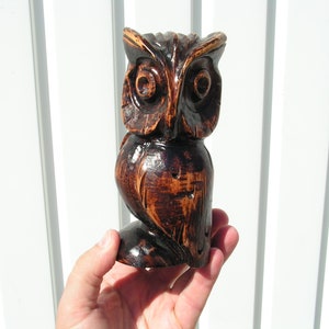 Vintage Wooden Owl Hand Carved Wooden Owl Figurine Wooden Figure of Bird Wooden art figure