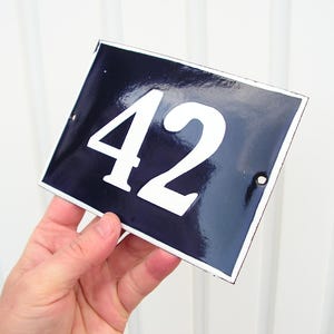 Vintage Retro Blue White Enamel Sign 42 Porcelain Street House Number 42 Enamel door Metal Plate 42 Wall Hangings decor
