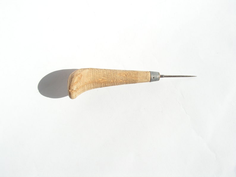 Awl 1950s Vintage Wooden Handled Awl Hand Carved Awl Sewing Etsy