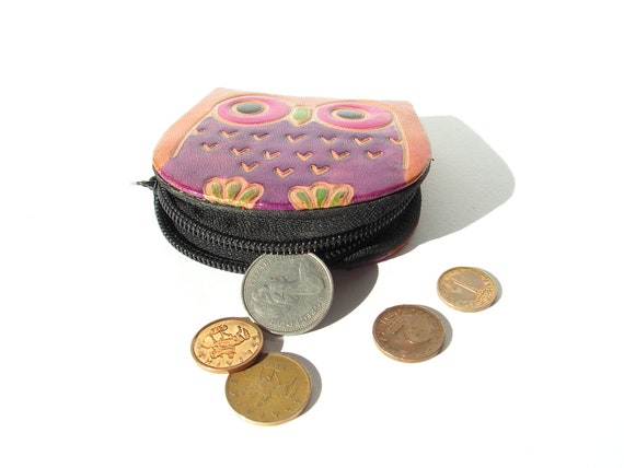 Purse owl zipper Vintage wallet woman Small coin … - image 5