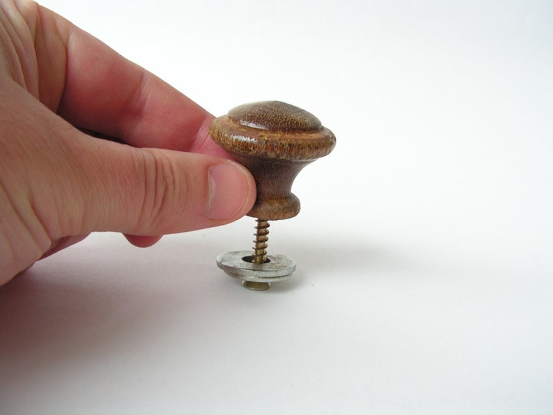 Vintage wooden knob 1900s, Old round drawer pull, Dresser wood drawer knob, Cabinet handle pull, Farmhouse Decor, Chest door pull image 7