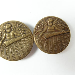 Vintage messing oorbellen, sieraden ronde oorbellen, engelen oorbellen, oude clip oorbellen