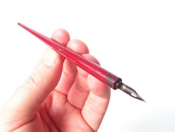 Pacifische eilanden Haven Decoratief Antieke dip pen inkt 1950s Vintage rode pen houten handvat - Etsy België