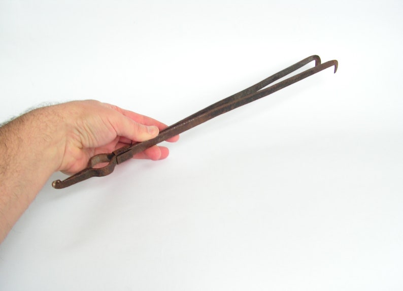 Patina Fire Tongs Antique Fireplace Tongs Hand Fire Etsy