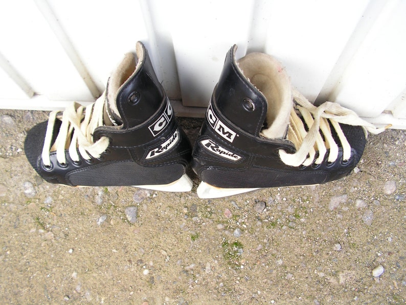 Vintage ice skates RAPIDE, Children Ice shoes, Canada black skates, CCM Hockey ice skates, Old ice skates, Winter sport decor image 9