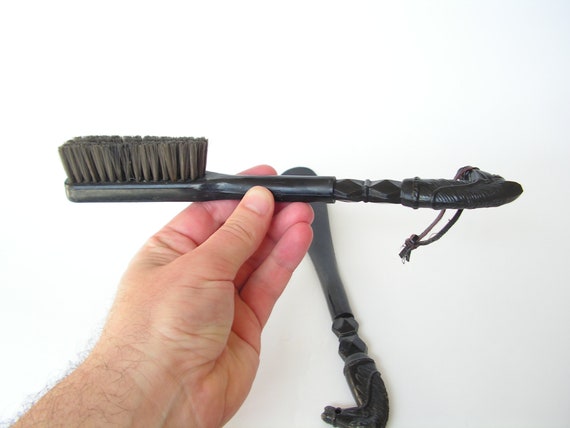 Set shoe and brush Vintage horse head Shoe Horn L… - image 7