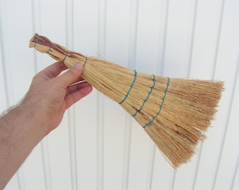 Vintage natural plants broom, Natural straw broom wire wrap, Primitive hand crafted Broom, Bulgarian folk art broom , Old cleaning tool