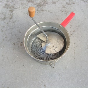 Vintage vegetable grinder mill DDR Tomato mill Metal food mincer Old food mill Antique manual mill Universal grinder Round metal Grinder