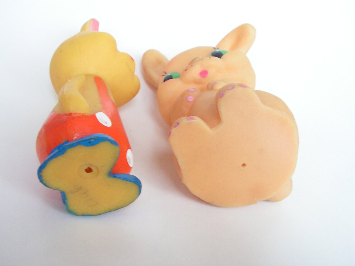 Vintage Rubber Toys Rubber Rabbit Set 2 Rabbit Mini Toys Etsy
