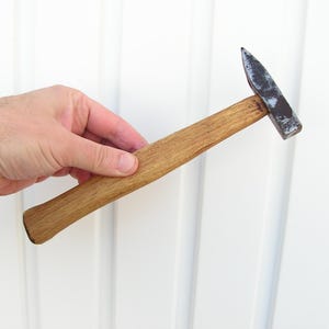 Antique metal hammer 1950s, Small hammer wooden metal part, Old metal tool, Handmade hammer, Primitive hammer