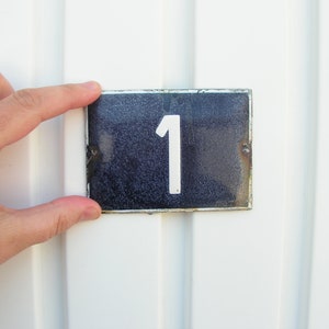 Porcelain used plaque 4.2 in x 3.2 in Sign size 10.5 cm x 8 cm House Door Number 1 Enamel Plate Door Number Street Enameled Porcelain Sign