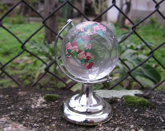 Vintage small globe Decorative glass plastic desk globe Mini earth colored globe World miniature globe Earth map Office decor Globe map desk