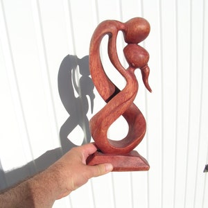 Vintage Wooden Figurine In love Big figure of lovers Hand Carved Man Woman Wooden Figure of Boy Girl Kiss Wooden art figure Symbol of Love