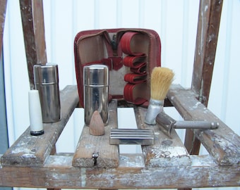 メイク道具・化粧小物 90s Italy Shaving set GEM Micromatic Single Edge Safety Razor Set Gold Tone in