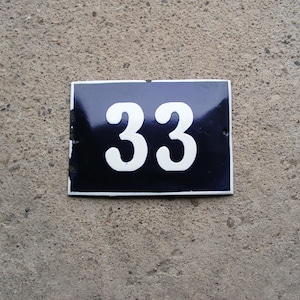 Enamelled plaque 33 Vintage Blue White Enamel Sign 33 Porcelain Street House Number 33 Enamel French Metal Plate 33 Street Enamelled Sign