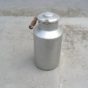 Vintage Milchkanne, Lebensmittelbehälter aus Aluminium, Aufbewahrungsbehälter, Küchentopf, Metallmilchbehälter, Lebensmittelträger, French Kitchen Decor