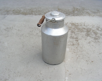 Vintage milk can, Aluminum food container, Storage container, Kitchen pot, Metal milk container, Food carrier, French Kitchen Decor