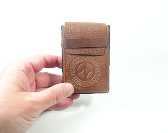 Caja de cigarrillos de cuero vintage caja más ligera Marrón soporte de cigarrillos de cuero genuino para cinturón Accesorio de cigarrillos Regalo para fumadores