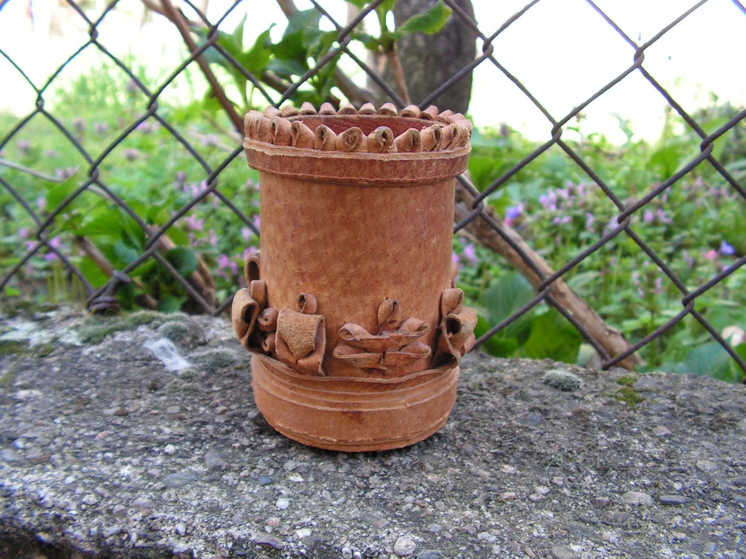Vintage Leather Pencil Holder Handmade Leather Pen Stand Pencil