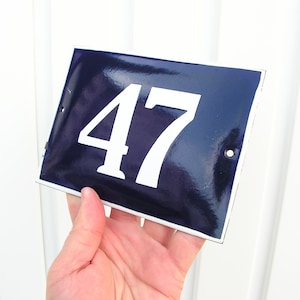 Vintage French Door Number 47 Blue White Enamel Sign 47 Porcelain Street House Number 47 Enamel Metal Plate Wall Hangings