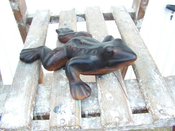Vintage ceramic frog, Figurine frog, Brown pottery frog, Collectible frog, Garden frog, Frog statue, Ceramic animal figure