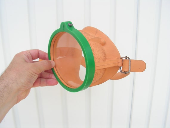 Orange Scuba Mask Vintage Rubber Diving Mask Old Swimming Mask Swimming Goggles Rubber Mask Mask Oval Glass Diving accessories