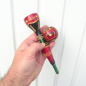 Vintage spinning top, Toy working spinner, Wooden souvenir spinning top, Retro toy, Colourful tin whirligig, Tin spinning