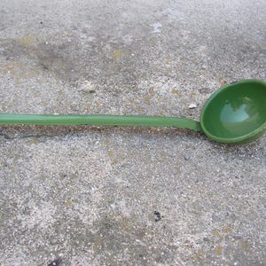 Green Enamel Ladle Large Vintage olive green Dipper Spoon Bulgaria Kitchen Rustic Enamelware Country Kitchen Decor
